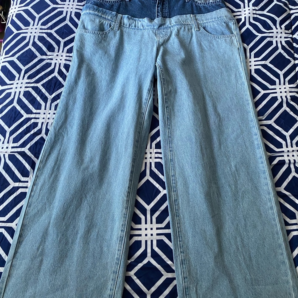 Women's Light Blue Layered Look Jeans